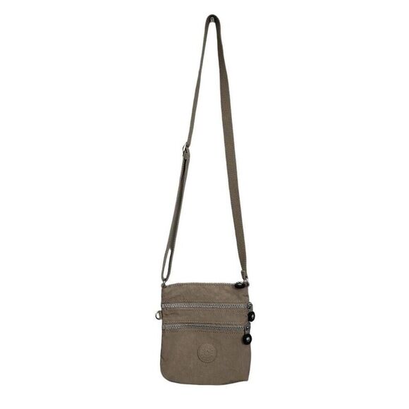 Kipling Alvar Small Crossbody Nylon Purse Taupe Shoulderbag Bag Adjustable Zip - Picture 1 of 7